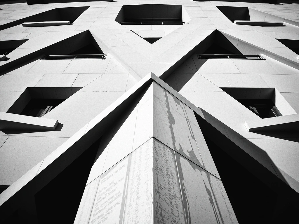 Abstract geometric shadows on concrete facade