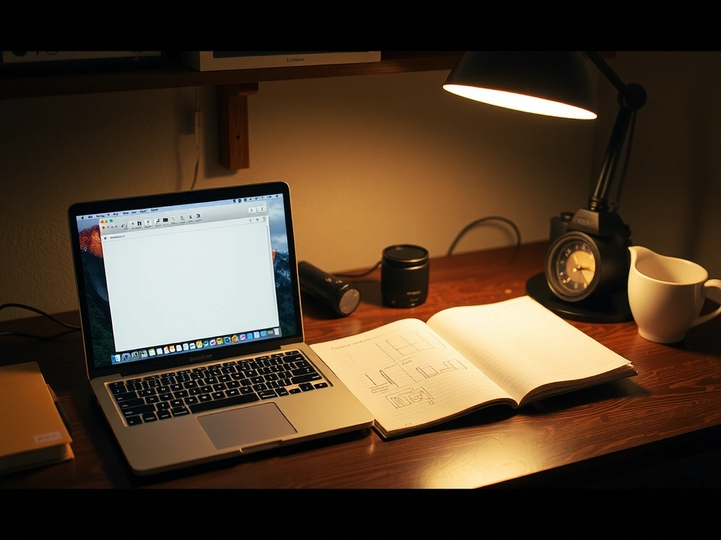 Editorial workspace showing digital and analog tools